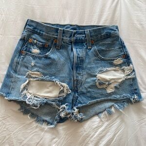 Levi's Blue Distressed Jean Shorts. Very good condition. Super cute on!
